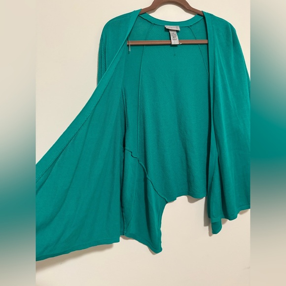 Catherines 2X Slouchy Cardigan Sweater Kelly Green Open Front Short Sleeve - Picture 4 of 8
